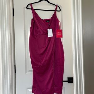 Purple silk open slit dress with v neck line with spaghetti straps!!!